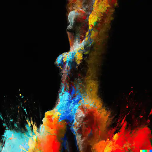DALL·E 2022 10 25 17.08.58   picture of colorful mud explosions and paint splashes and splitters but as statue of ancient goddess venus, black RED ORANGE YELLOW GREEN deep BLUE IN gigapixel low_res scale 6_00x